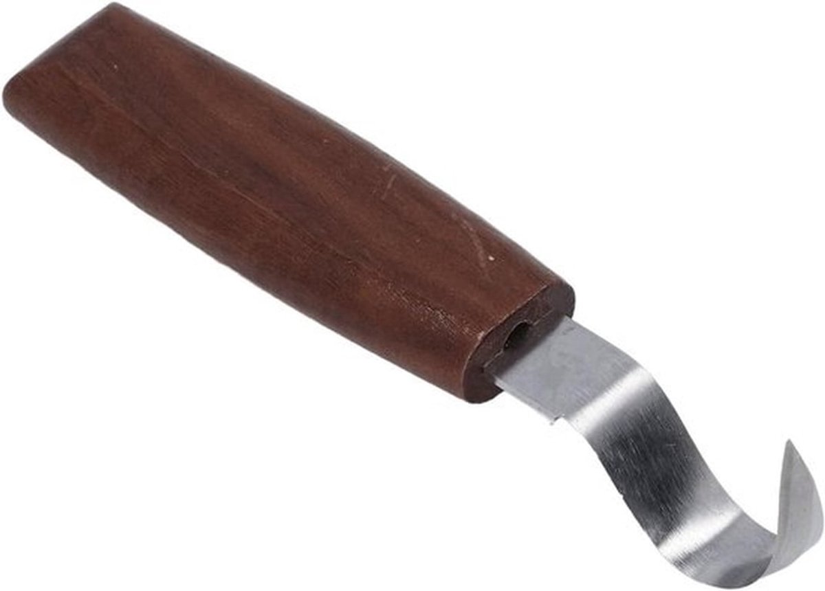 Houten Beitel met Gebogen Lemmet en Plat Handvat voor Fijn Houtsnijwerk en Lepels maken, Hoogwaardige Roestvrijstalen Beitel 420