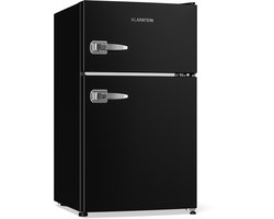 Klarstein Koelkast Irene - Koel-vriescombinatie, retro , 61 liter koelgedeelte, vriesgedeelte, stille werking (39 dB), 2 koelstanden, 2 deurvakken, voor kleine gezinnen en alleenstaanden, zwart - voor Keuken - Mini Fridge