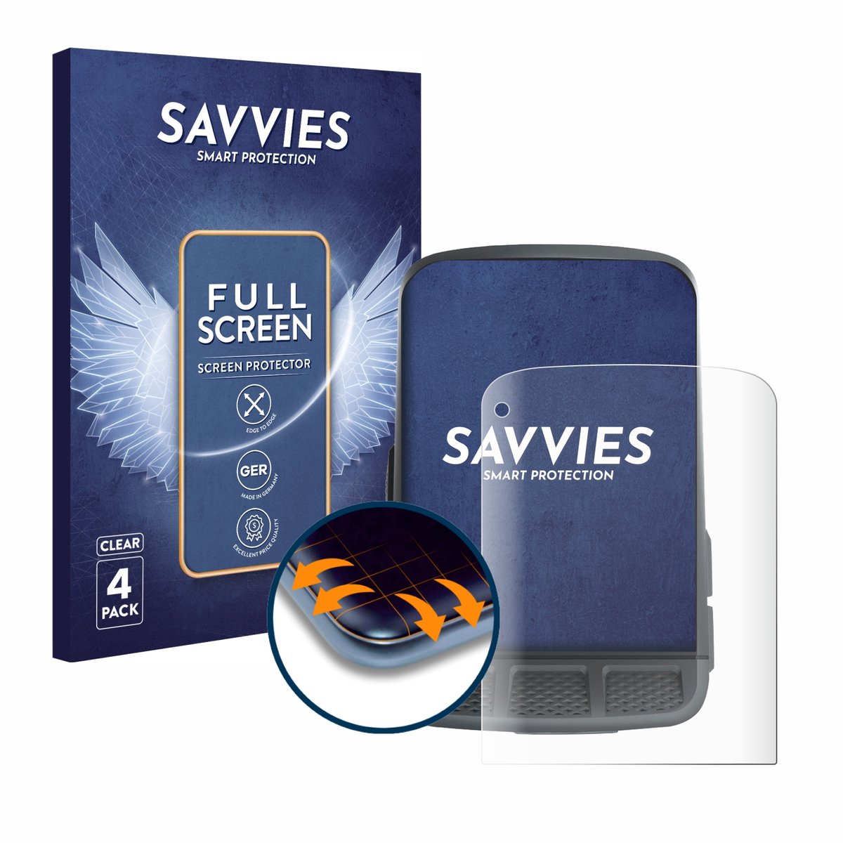 Savvies - Screenprotector voor Wahoo Elemnt Roam - Folie Beschermfolie transparant volledig dekking 4 Stuks
