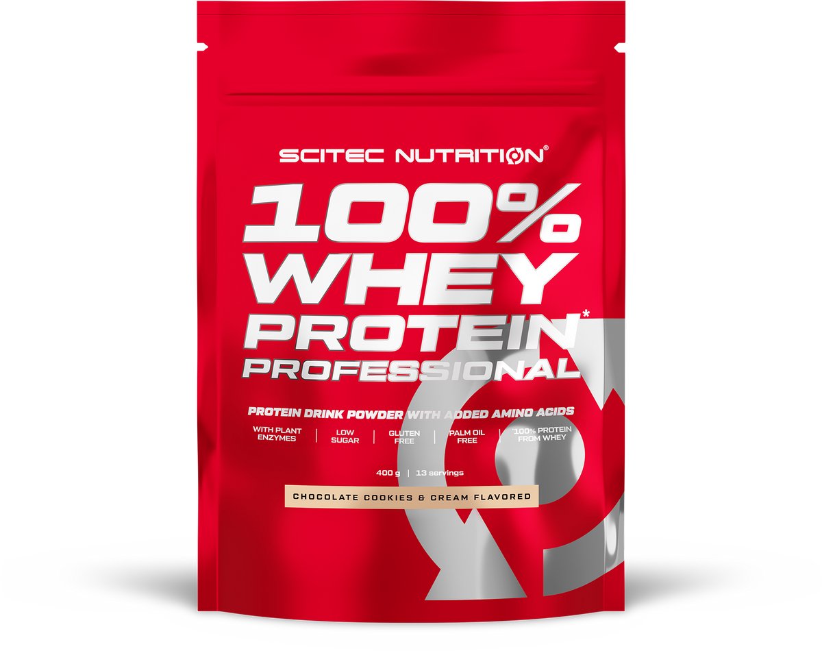 Scitec Nutrition 100% Whey Protein Professional - Wei-eiwitcomplex | Uit concentraat en isolaat - met spijsverteringsenzymen - proteïne voor spieropbouw - 400g, Chocolade-Koekjes & Crème
