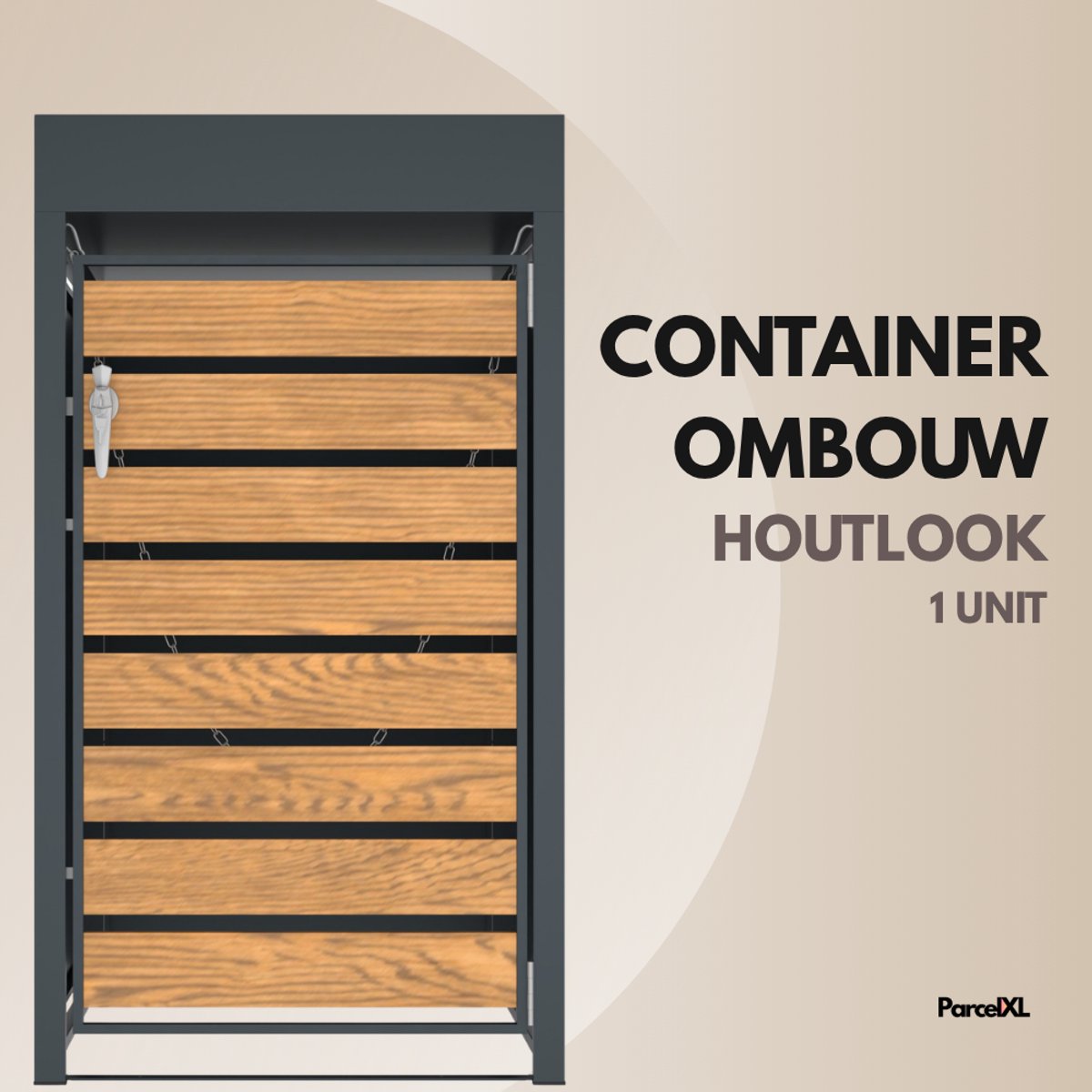 ParcelXL Kliko Ombouw 240L – Containerombouw voor 1 Afvalcontainer – Metaal Houtlook – Kantelbaar & Afsluitbaar