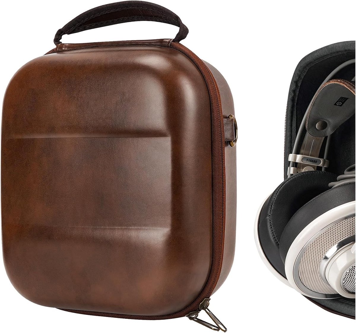 Duurzame Hard Case voor AKG K701, K702, K712 PRO en K812 - Reisoplossing met Kabelopslag en Vegan Leer (Bruin)