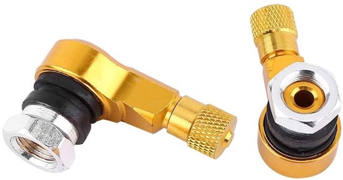 Motorfiets Ventiel 90 Graden - 2 Stuks - Aluminium Ventielstelen - 11,3 mm - Schroefdraad 7,5 mm - Rubber Afdichting