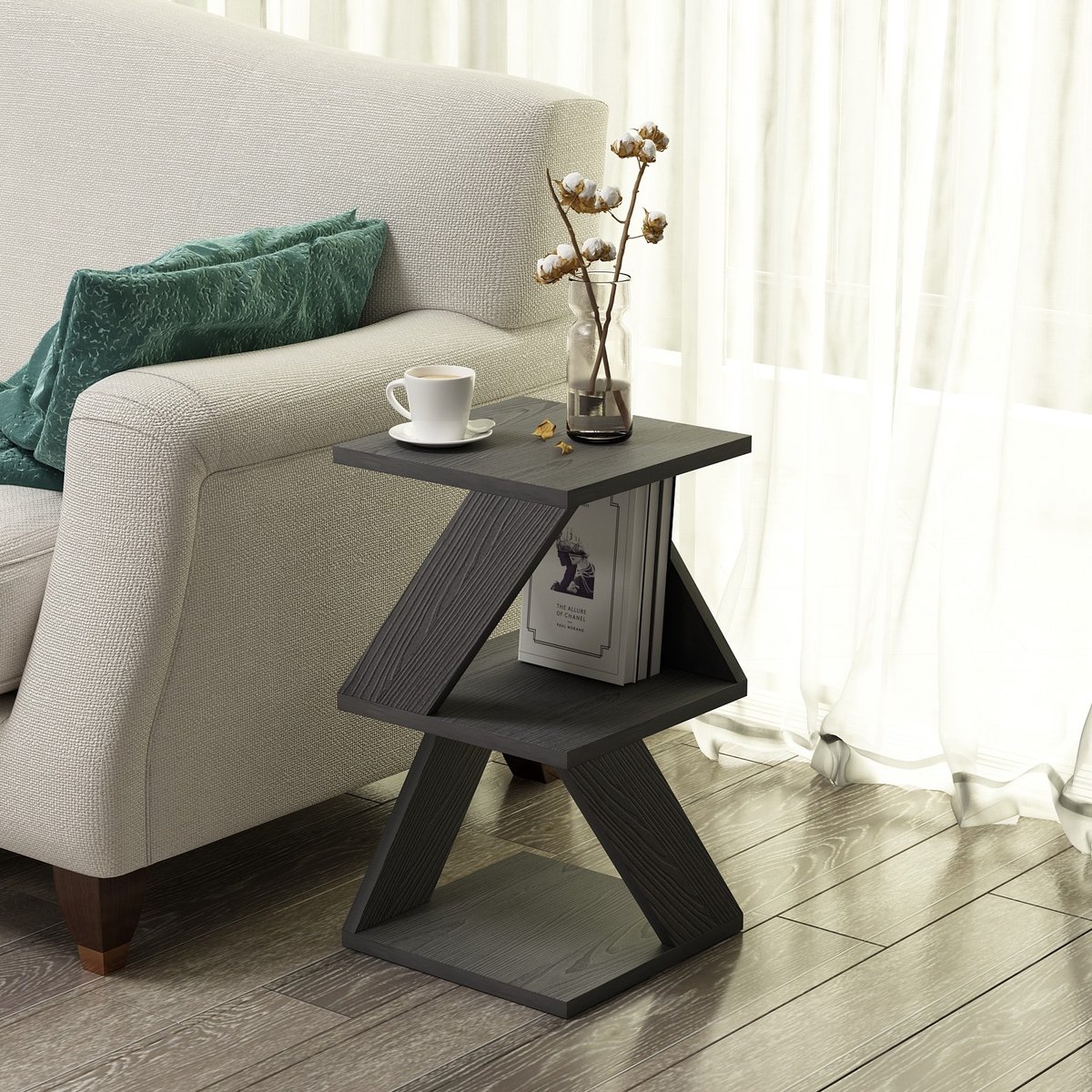 Asir - Bijzettafel - Wood Zwart - 29,6 x 29,6 x 54,2 cm