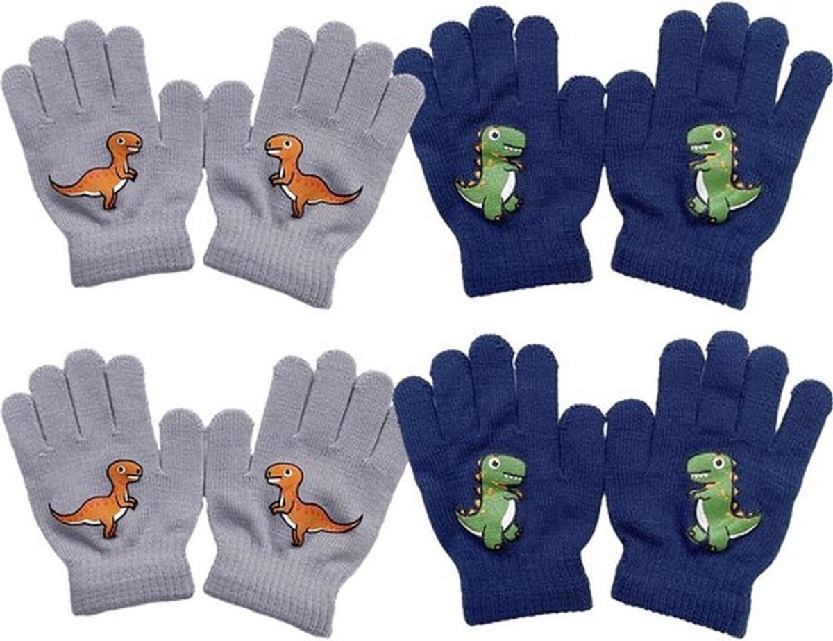 Winterhandschoenen Waterdicht - 4 Paar Kinderhandschoenen - Gebreide Vingerhandschoenen - Thermo Acrylvezels - Duurzaam en Huidvriendelijk