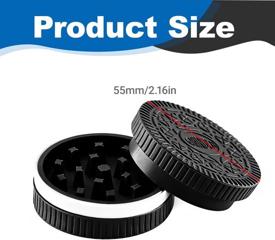 Grinder Set van 4 - Zwart - 5,5 x 2,5 cm - Zinklegering met Pollenschraper - Voor Specerijen en Kruiden — afbeelding 2