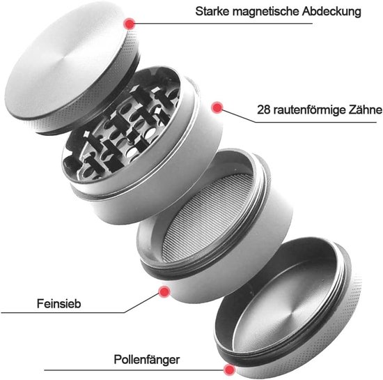 Kruidenmolen - Zilver - 4 x 3,5 cm - Zinklegering met Schraper - Voor Specerijen en Koffie — afbeelding 4