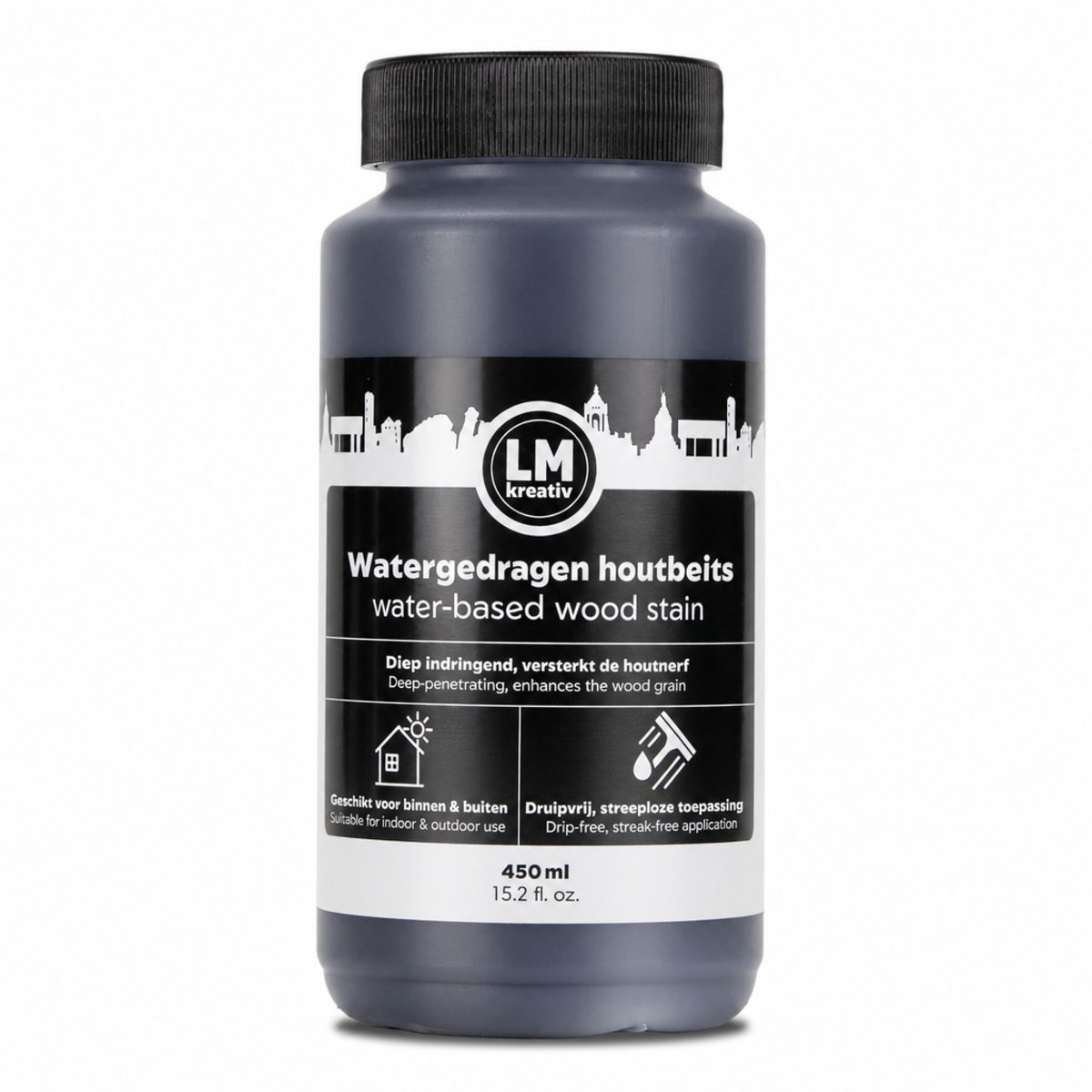 LM-Kreativ Houtbeits - Beits op Waterbasis - Transparant Mat voor Meubels en Interieurhout - Dark Oak - 450 ml
