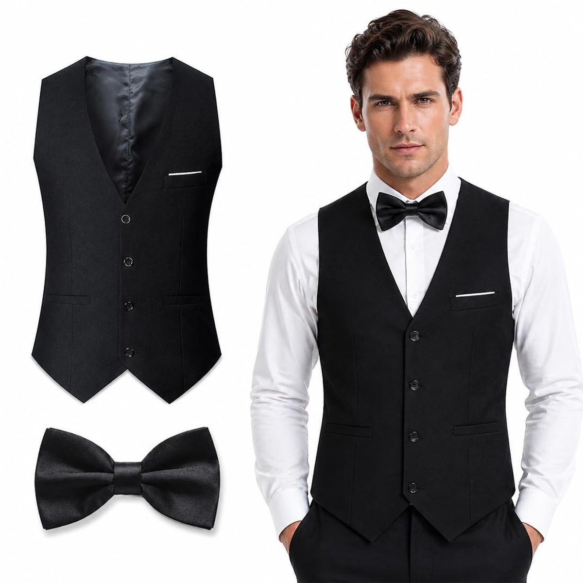 Solidchoice - Elegant Herensvest Slim Fit van Polyester voor Ceremonies en Kantoor