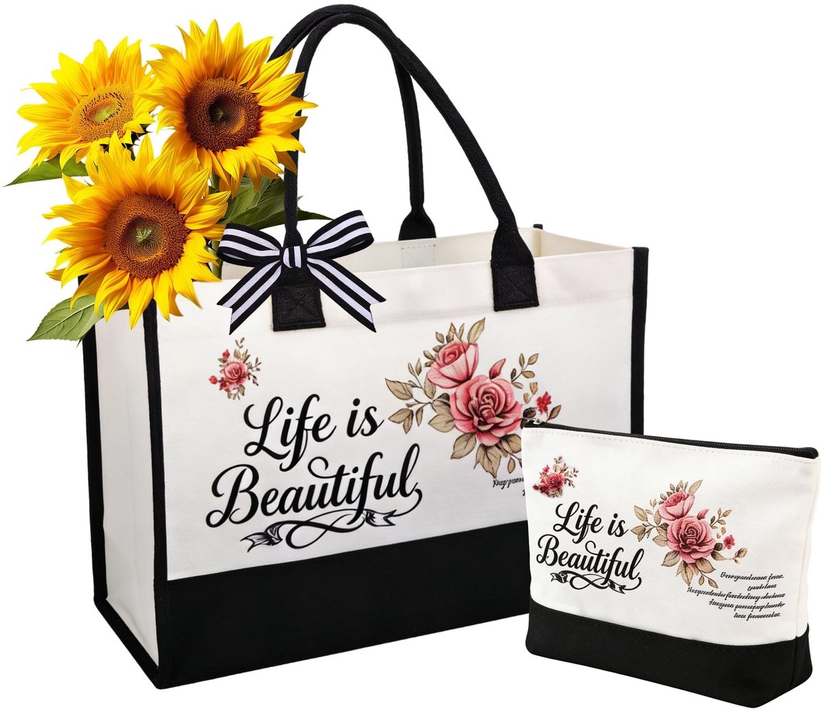 Solidchoice - Canvas Cosmetica Tas voor Vrouwen met Klein Makeup Tasje