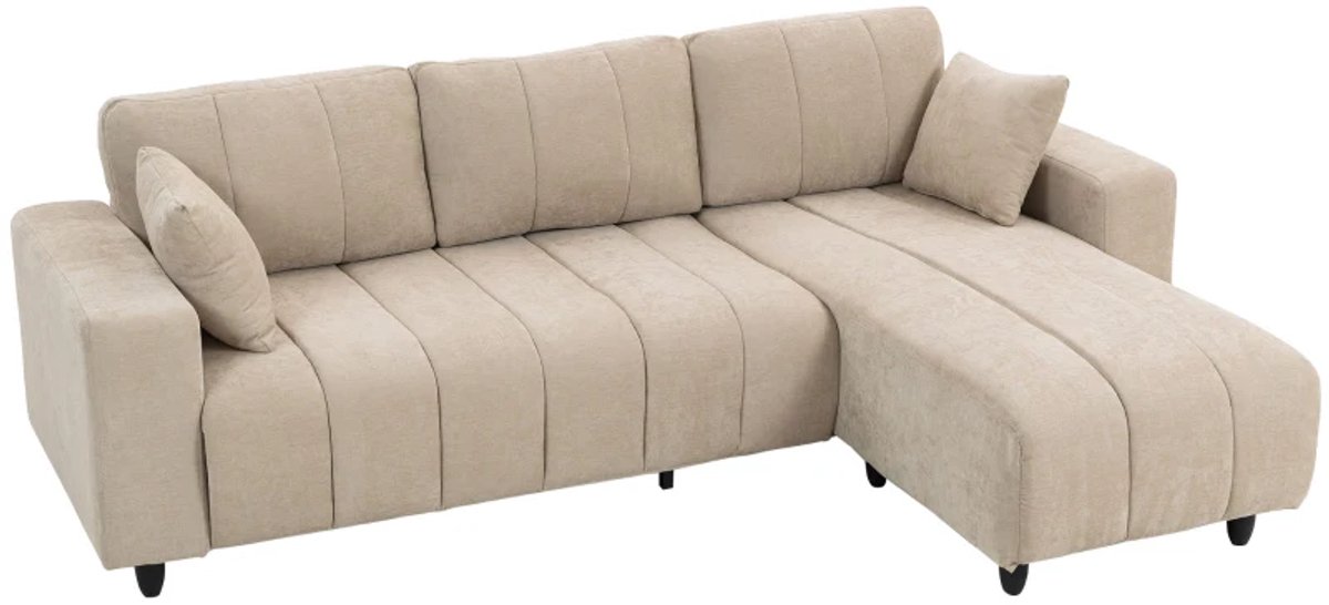 Hoekbank L-vorm - Flexibele Chaise Longue - 3-zitsbank - 2 Kussens - Metalen Frame - Voor Woonkamer - Beige