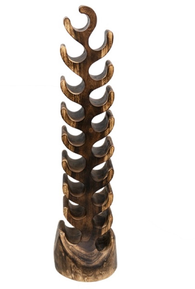Wijnrek van Hout - Teakhout Bruin - Staand Wijnrek Teak - 18 Flessen - 41 x 18 x 151 cm