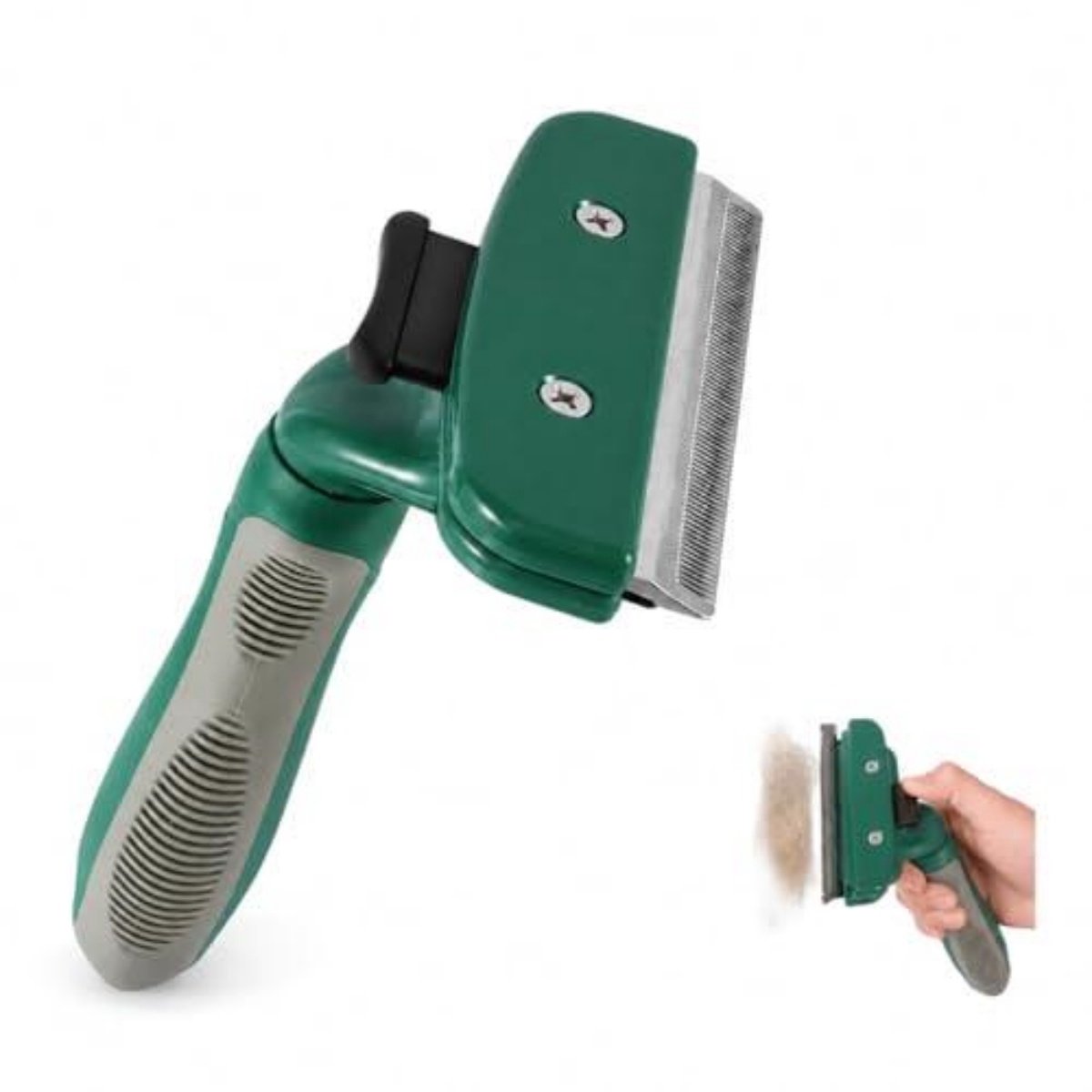 longziming -Hondenborstel Ontklitten - Kattenborstel met RVS Pinnen - Vachtkam voor Hond en Kat - Borstel voor Losse Haren, Klitten en Onderwol - Zelfreinigend - 15,5 x 10,5 x 6 cm - Groen