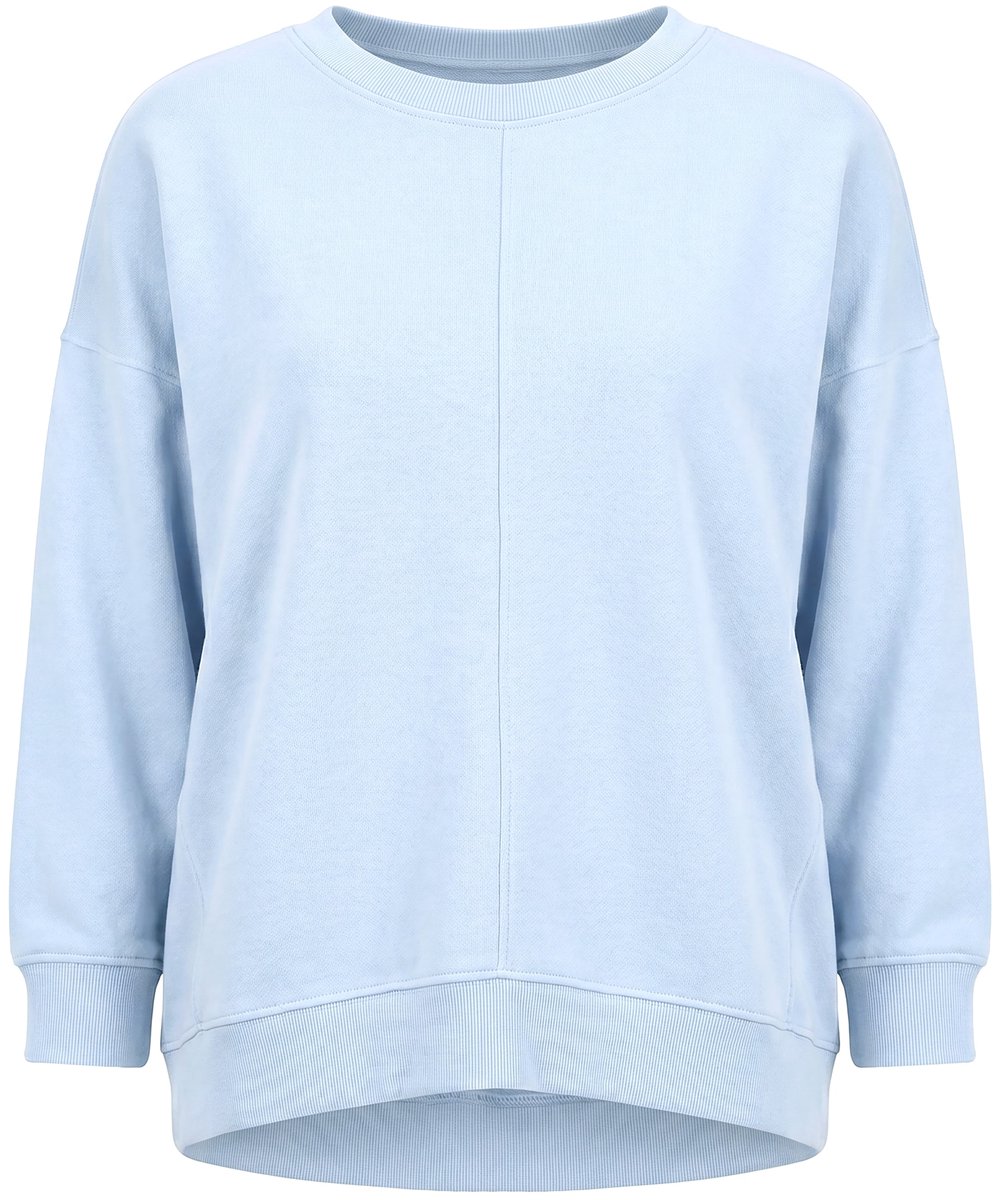 Ulla Popken - Dames - Long sweatshirt oversized ronde hals lange mouwen - Lichtblauw - Maat 46+
