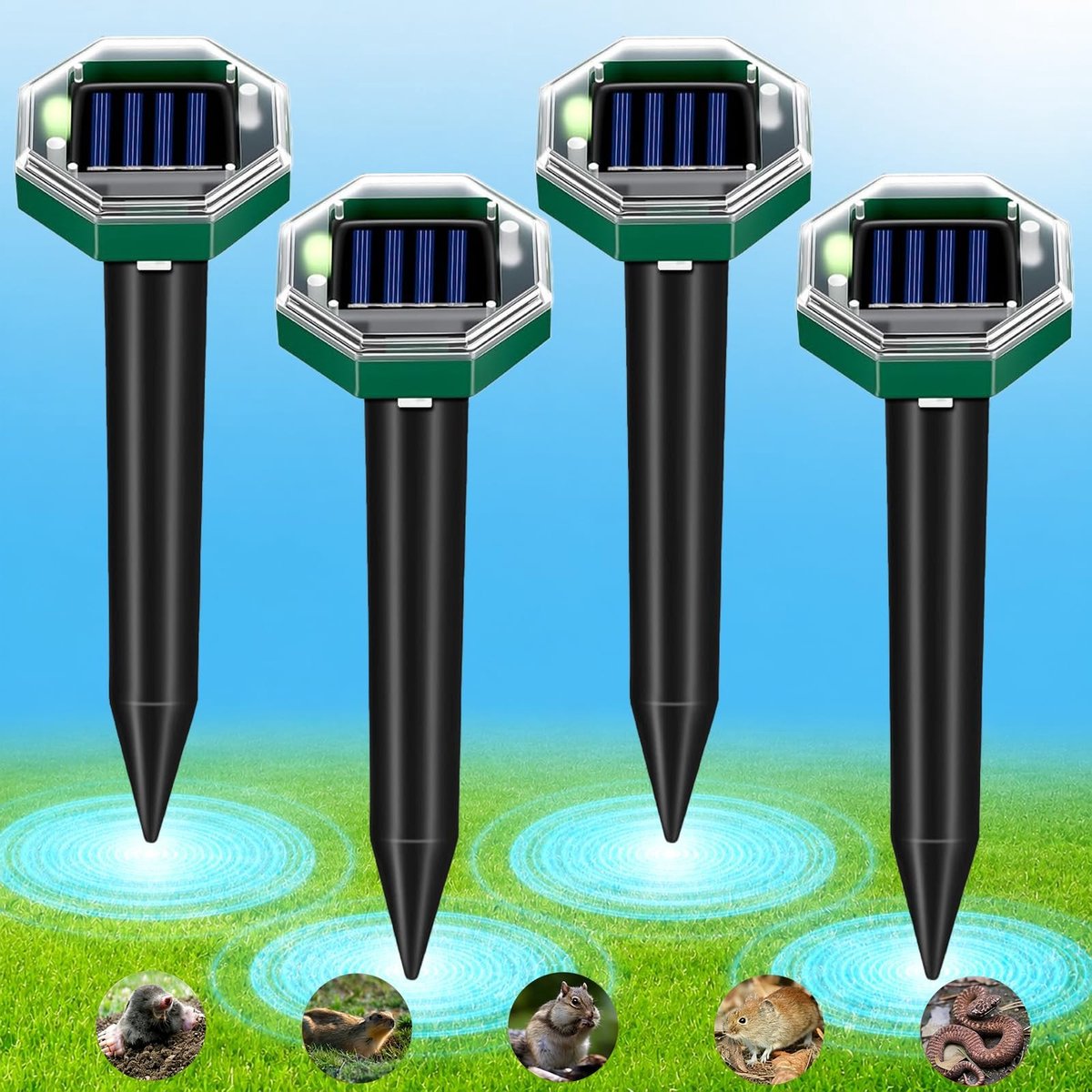 Solidchoice - Mollenverjager 4-pack op Zonne-energie