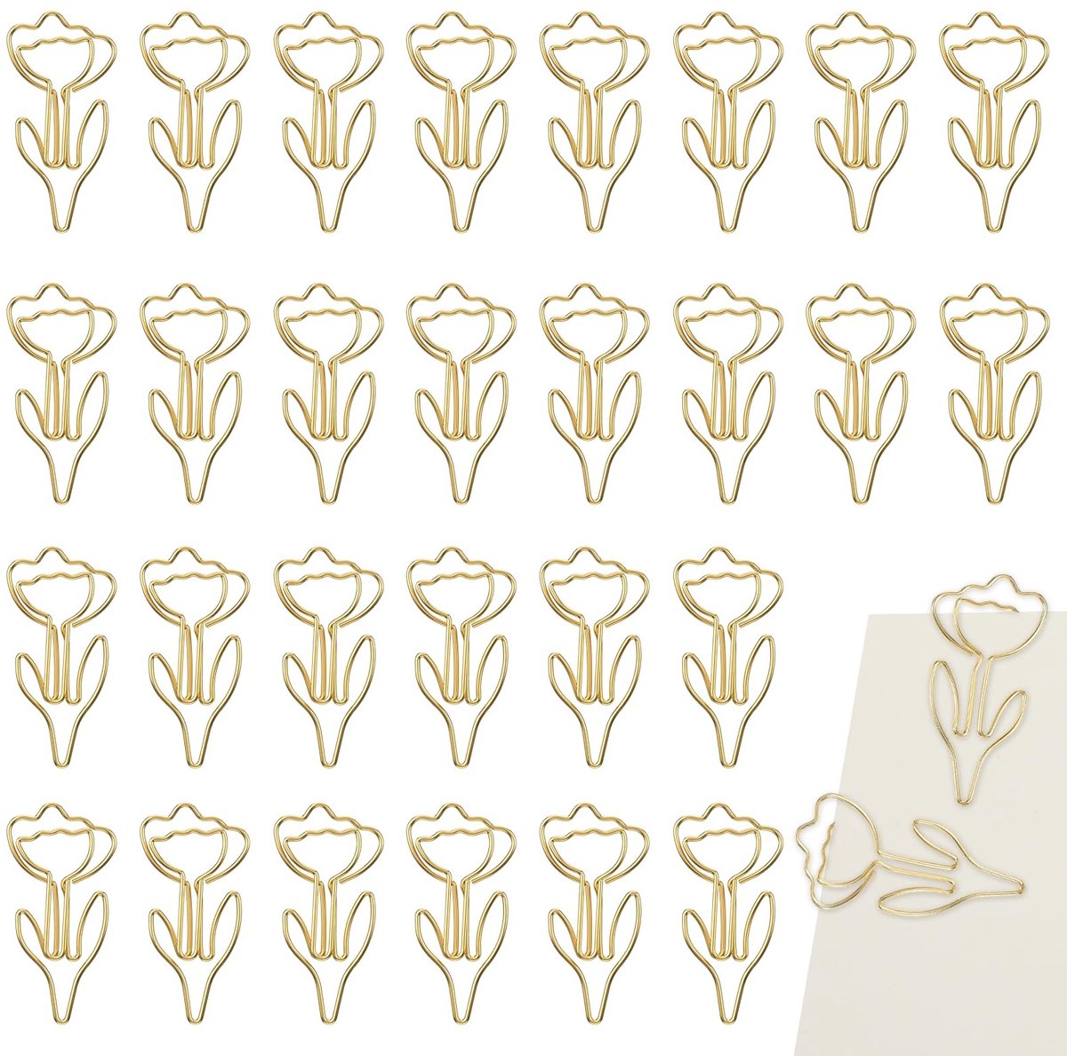 Solidchoice - 30 Stuks Roze Gouden Bloemvormige Paperclips voor Kantoor en Decoratie