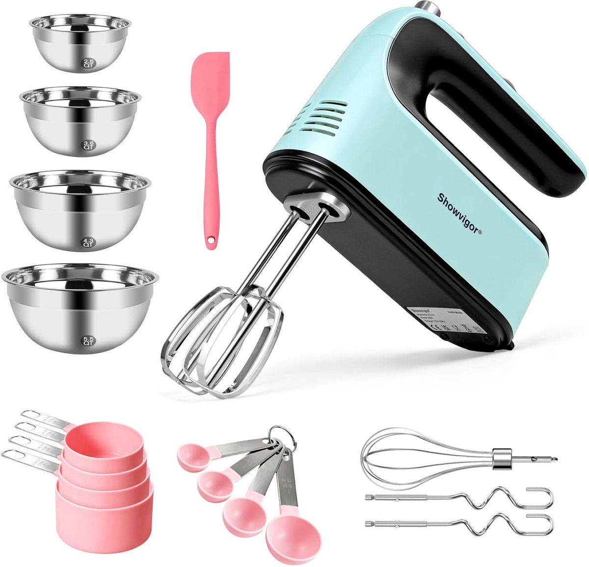 Solidchoice - Elektrische Handmixer Set met 5 Snelheden en Accessoires