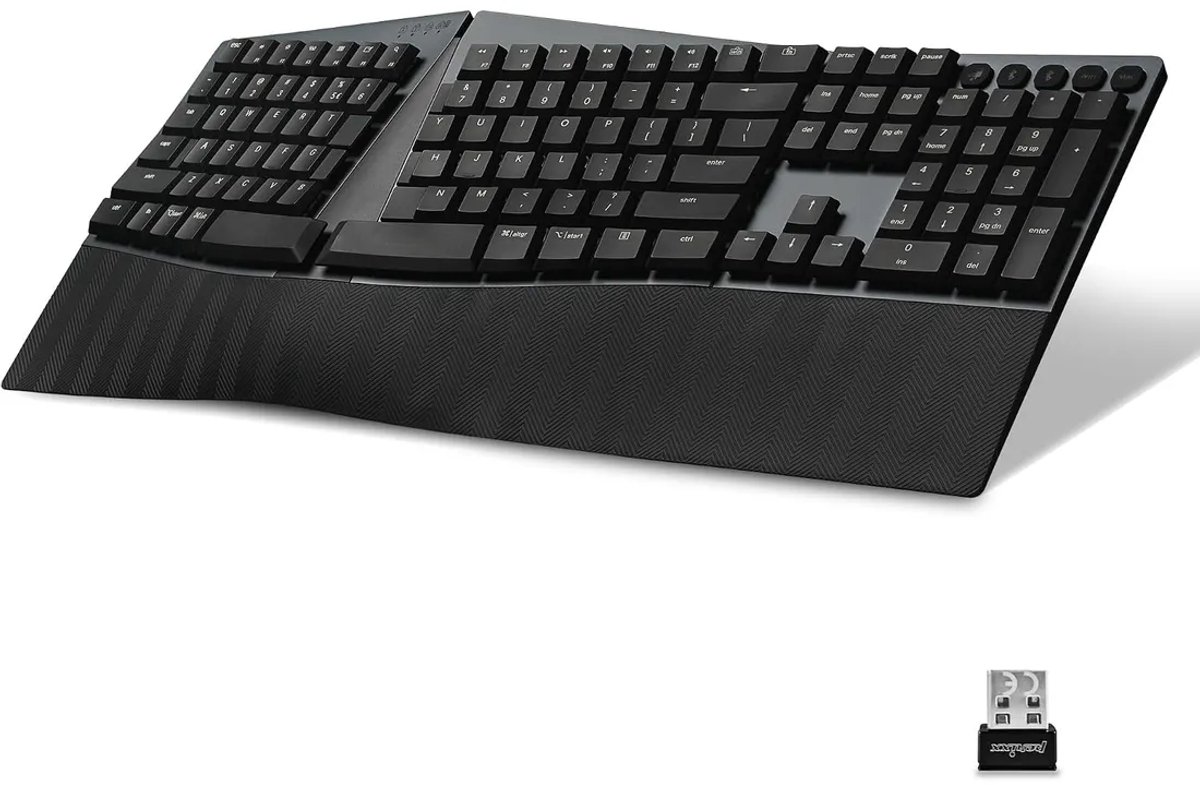 Perixx PERIBOARD-735BR-NL Ergonomisch Mechanisch Toetsenbord – Brown Switches – Bluetooth, 2.4GHz en Bedraad – US QWERTY – NL Editie