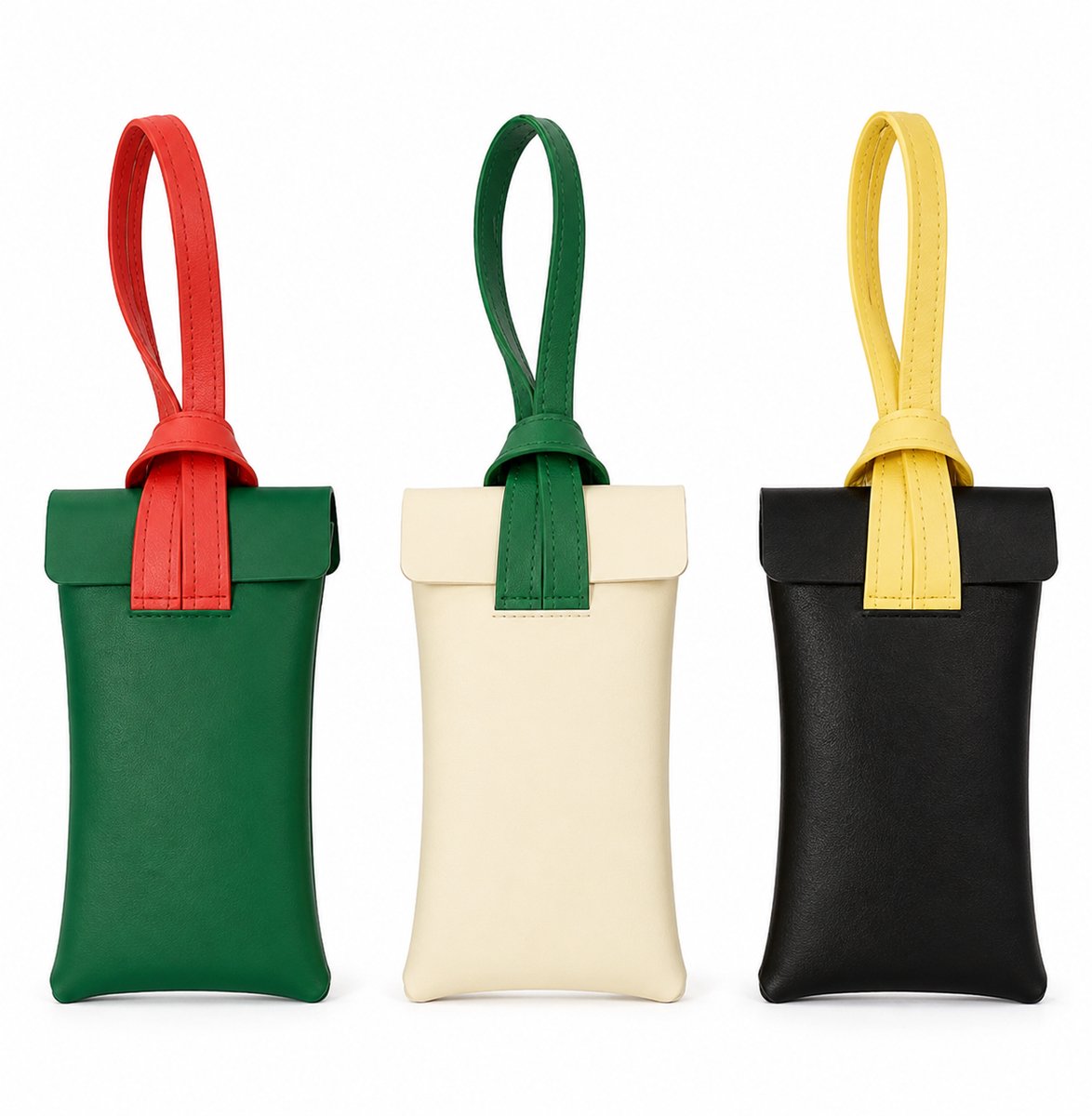 Brillentas - 3 stuks - Zonnebrillen opbergdoos - Zacht PU Leer - met Handige Draaglus & Krasvrije Voering - Stofdicht & Compact - Geschikt voor Zonnebril & Handtas - Draagbaar - 18.5*8.5cm - Multicolor