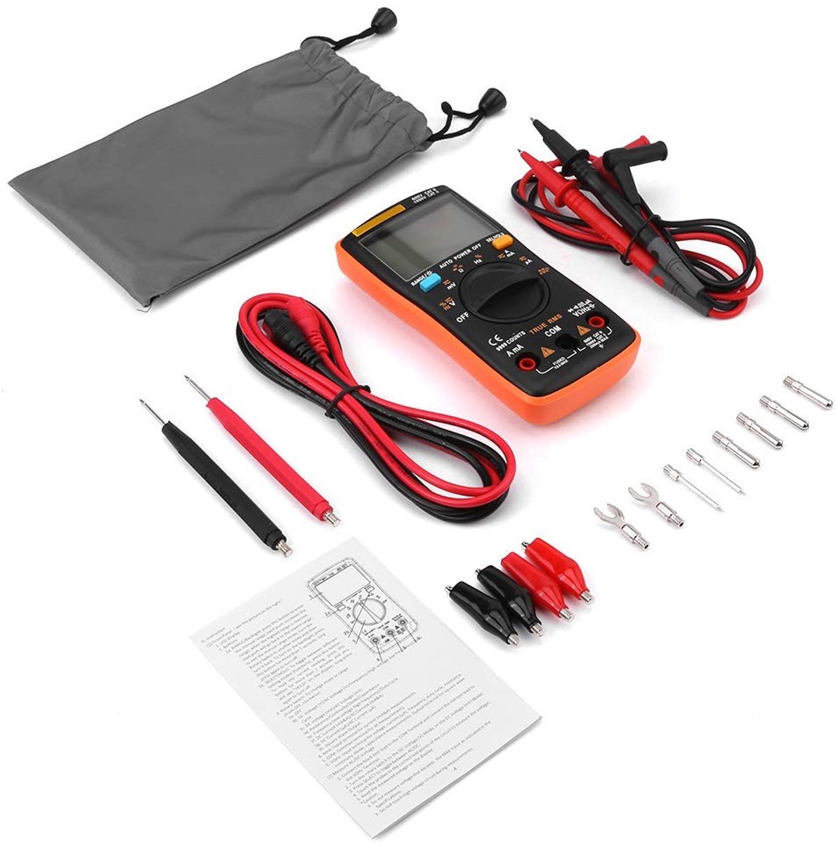 Digitale Multimeter voor Nauwkeurige Metingen van Spanning, Stroom en Weerstand met Temperatuurfunctie en Diode Tester