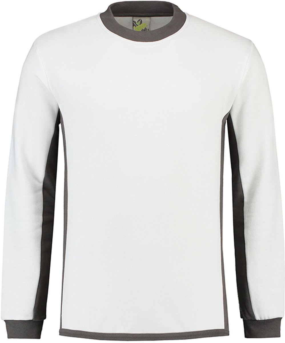 Lemon & Soda contrast sweater in de kleur wit met pearl grey in de maat M
