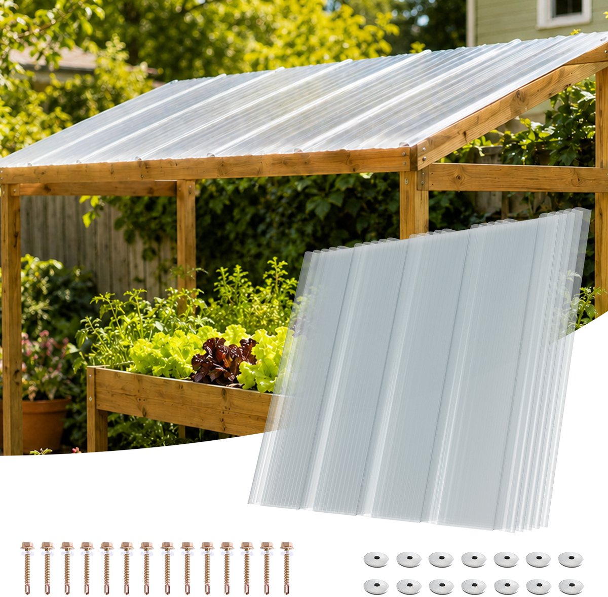 LFLG GVK lichtplaten - set van 5 - 90 x 80 cm - 1 mm - helder