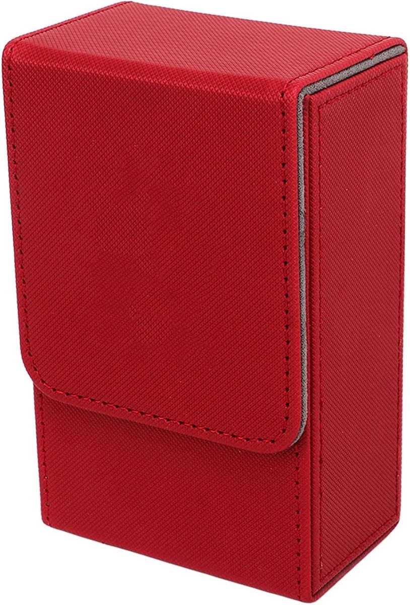 Tarotkaarten Opbergdoos van PU Leer met Zon en Maan Patroon, Antislip, Geschikt voor Poker en Tarotkaarten, 137 x 86 x 57mm, Rood en Duurzaam Design