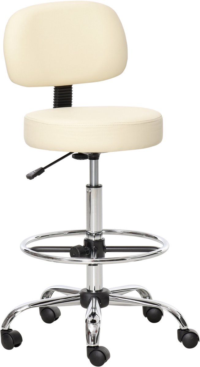 Clruro Barkrukken - 56x57x104-127 cm - 360° Draaibaar - Verstelbaar - Kunstleer - Beige