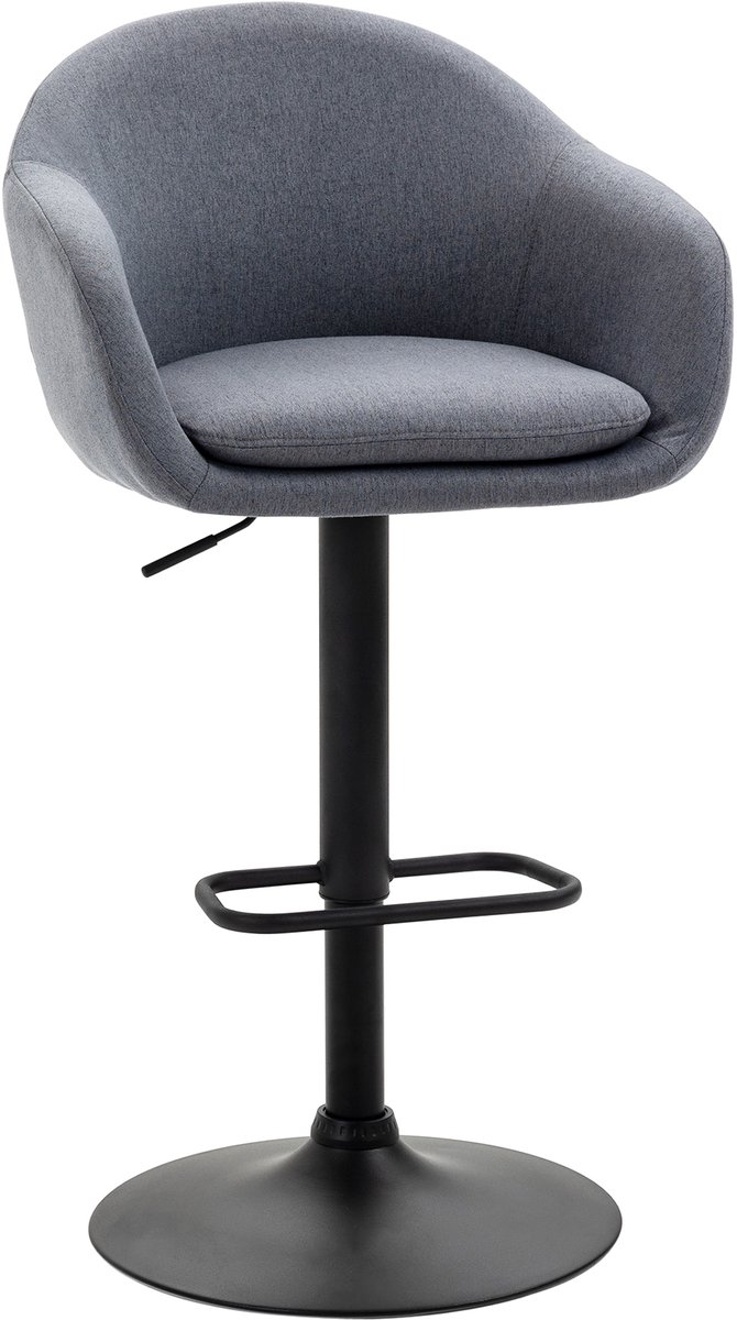 Clruro Barkrukken - 54x54x92-112 cm - 360° Draaibaar - Hoogte Verstelbaar - Linnenlook/Staal - Grijs
