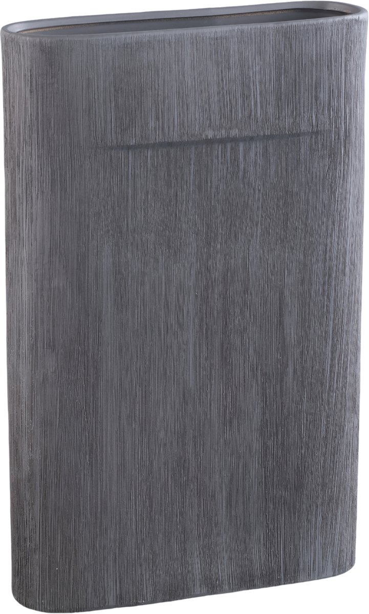 PTMD Elenia Dark Grey Ceramic Oval High Pot Fine LinesL