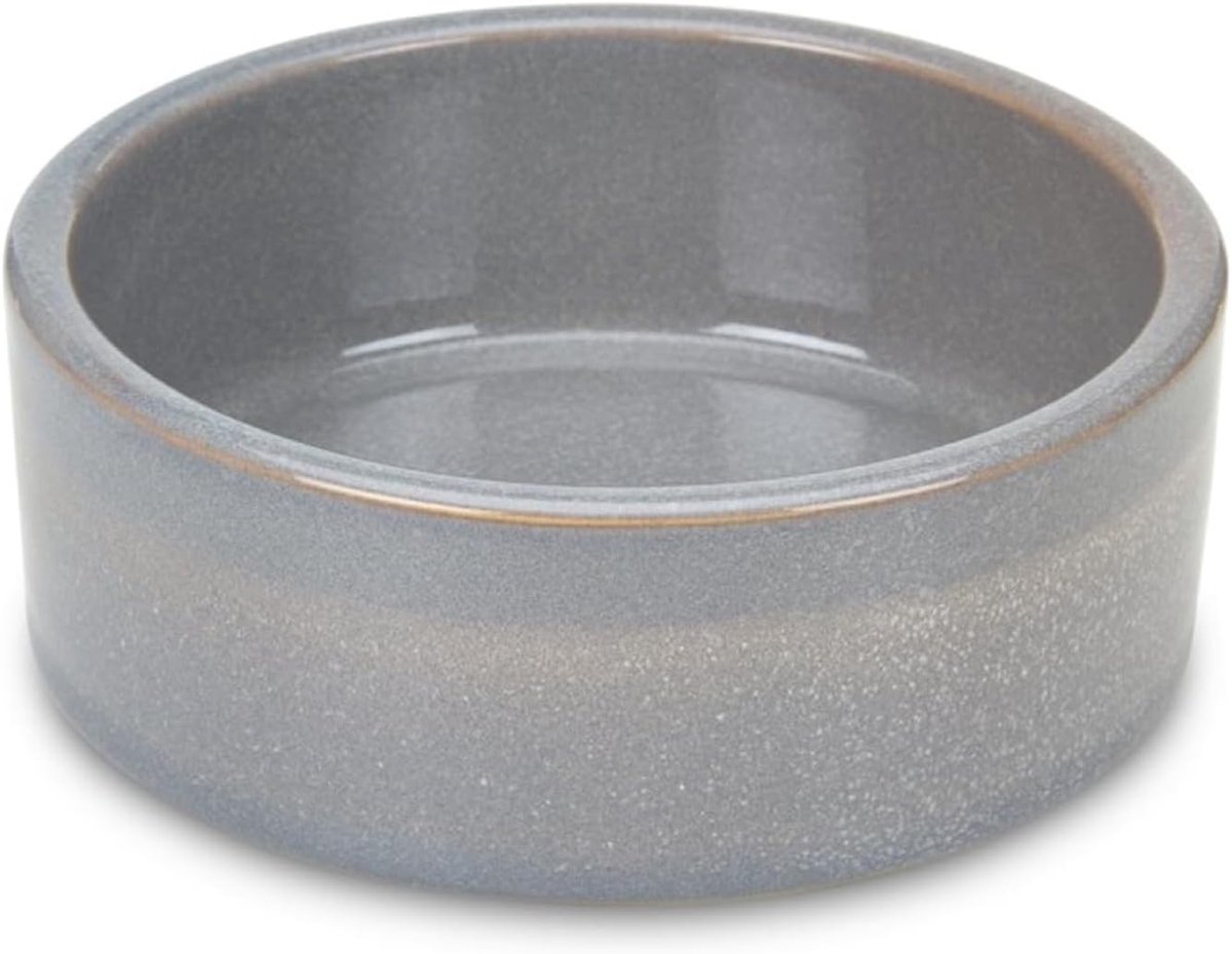 Verhoogde voerbak voor grote hond - Grijs - 15 x 15 x 5,6 cm - Keramische Kom met Reactieve Glazuur - Voor Honden en Katten