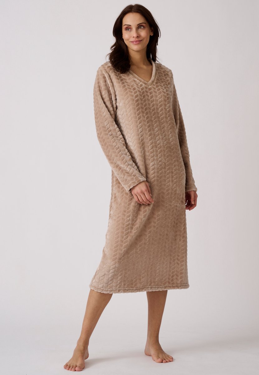 Damart - Thermolactyl nachthemd van tricot met reliëf - Dames - Beige - 46-48 (L)