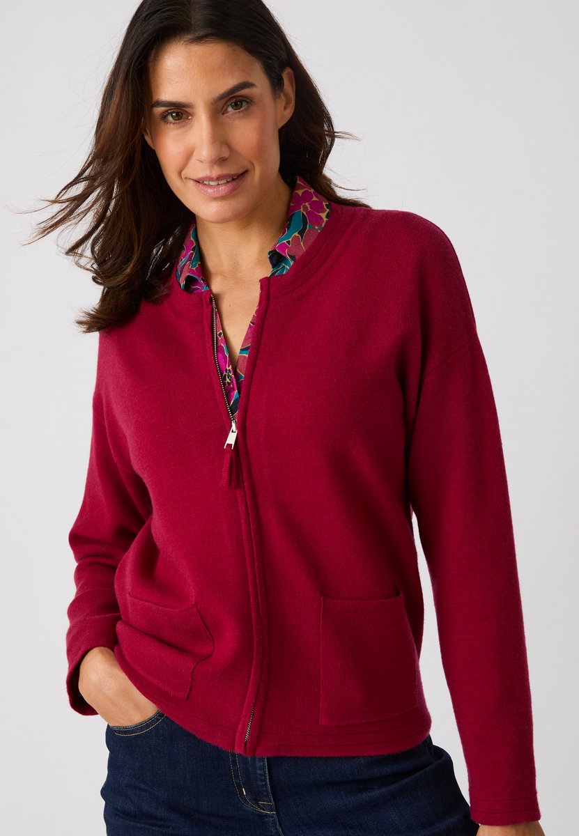 Damart - Gebreid vest met rits van milanostof - Dames - Rood - XL