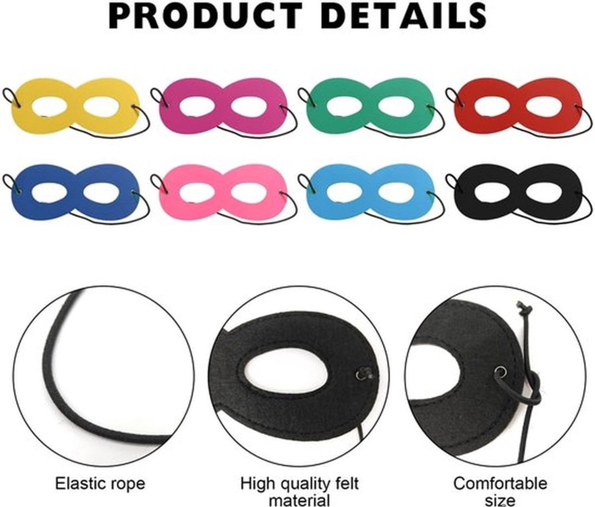 Oogmasker - 8 Stuks - Veelkleurig - Maskerade - Verkleedaccessoires - Veiligheidswaarschuwing - Geschikt voor volwassenen en kinderen
