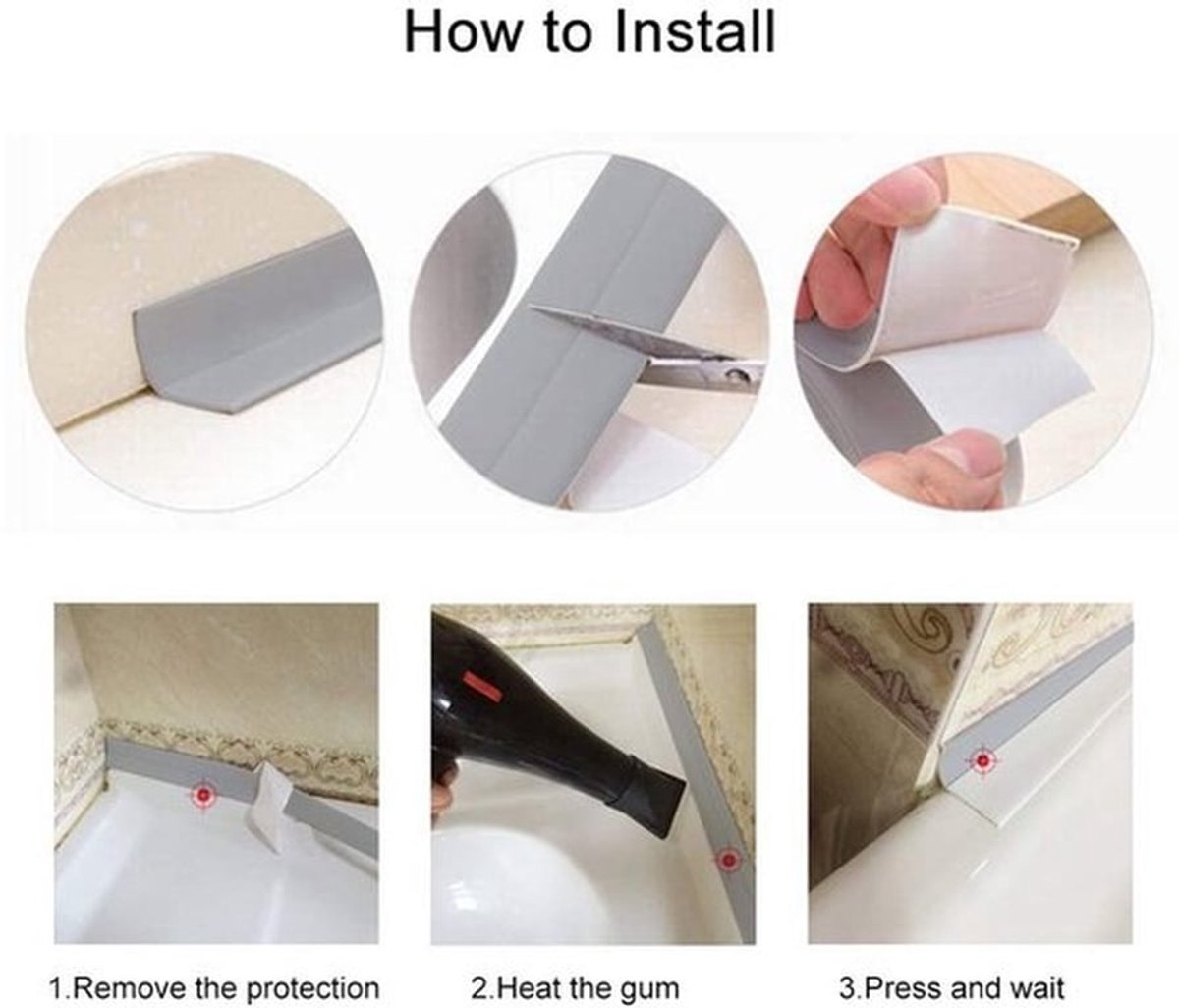 Afdichtingstape Waterdicht - Zelfklevende Toepassing - Flexibele PVC Afdichtstrip - 22 mm x 3,2 m - Voor Badkamer/Keuken - Eenvoudig aan te brengen - Tochtstrip