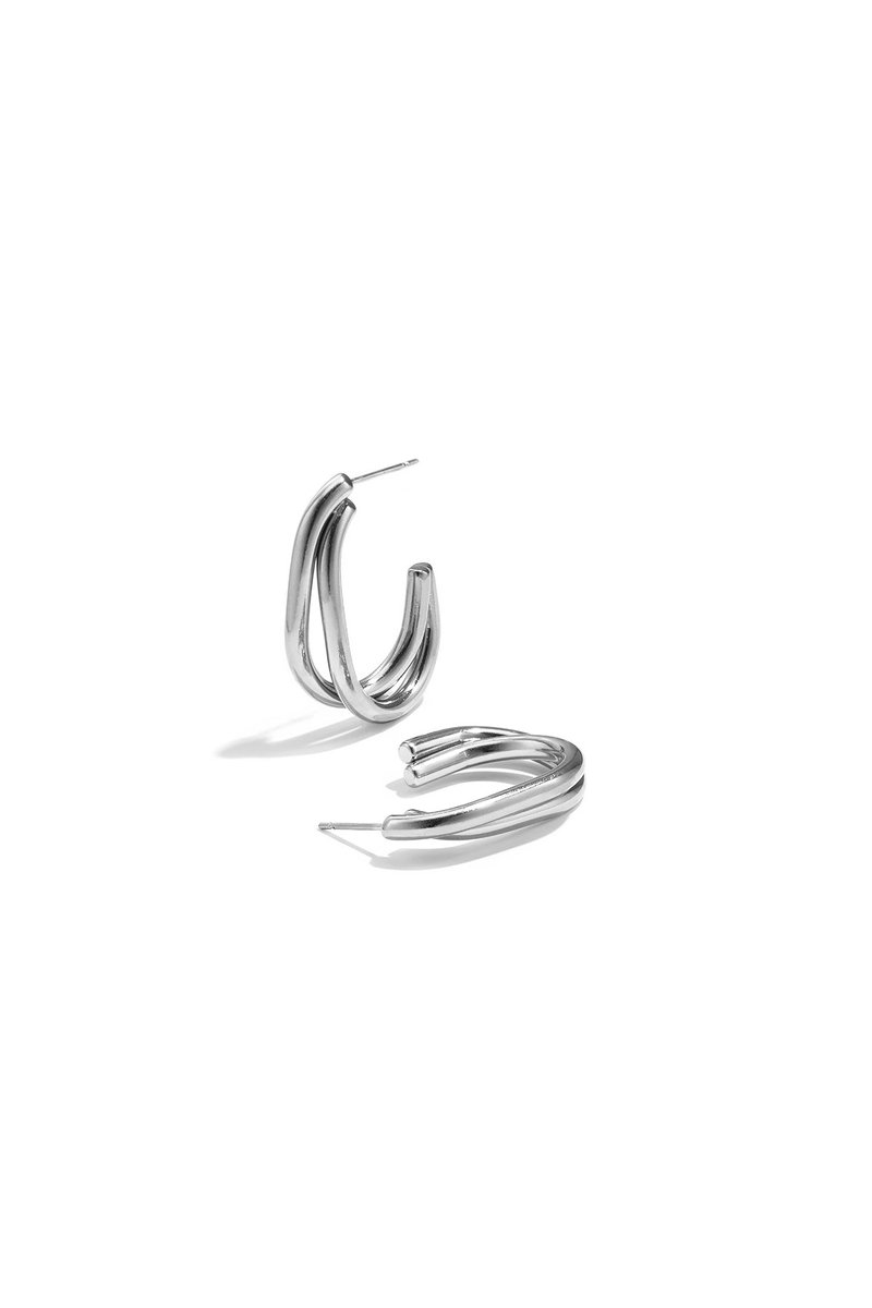 Niva - Oorringen - Stainless Steel - - Zilver