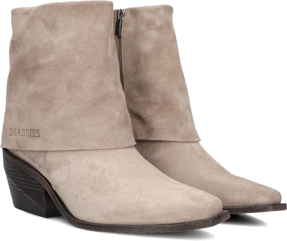 Shabbies Amsterdam - JAIRA DOUBLE Ankle Boot Suede Taupe - Maat 42