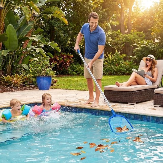 Schepnet voor Zwembaden - Aluminium - 140 cm - Telescoop Schepnet voor Vijver en Zwembadreiniging - Voor Tuin en Wateronderhoud — afbeelding 2