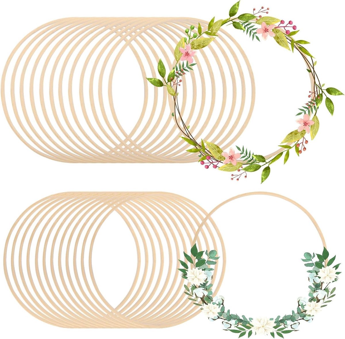Set van 10 Houten Ringen voor Creatieve Projecten, 25 cm en 30 cm voor Macramé, Dromenvanger en Bloemstukken