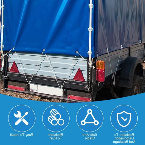 SnelShoppen - 20Pcs Tarpaulin Hooks, RVS 2-Hole Utility Hooks met Schroeven - 45x15x2mm Tension Hooks voor Trailer, Robuuste Bevestigingshaken voor Ze van Snelshoppen — afbeelding 4