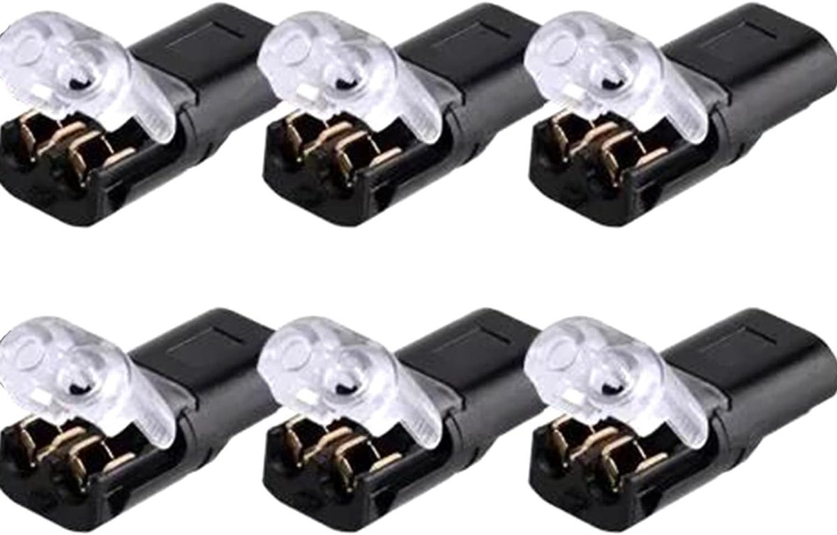 Set van 6 Waterdichte 2-Pin Stekkerverbinders voor Elektrische Kabels, Auto en Huishoudelijk Gebruik, Geschikt voor 18-22 AWG Kabels