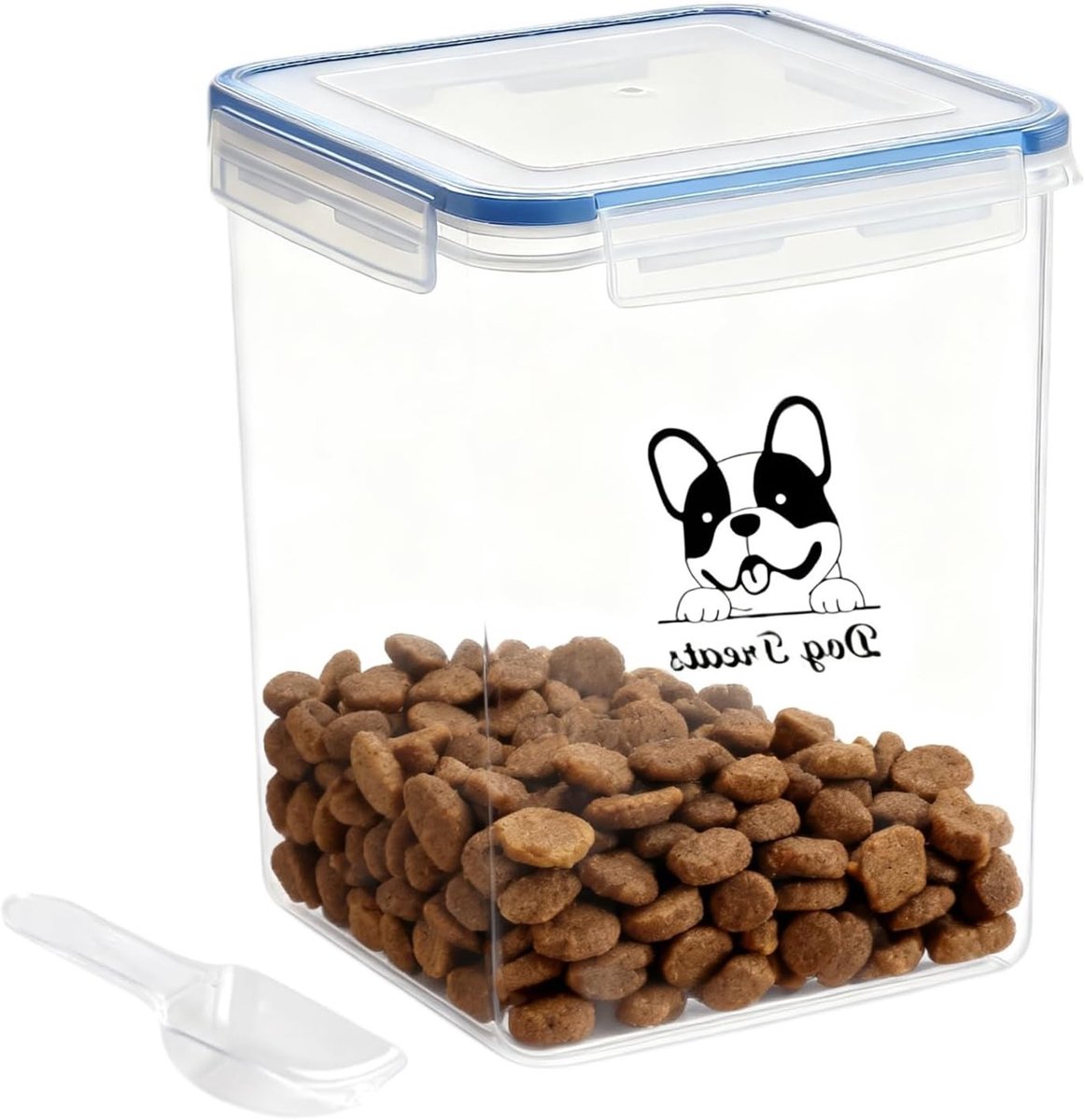 Praktische Voedselopslag voor Honden 5.2 L - Luchtdichte Container met Deksel en Schep, Transparant en BPA-vrij voor Droogvoer en Snacks