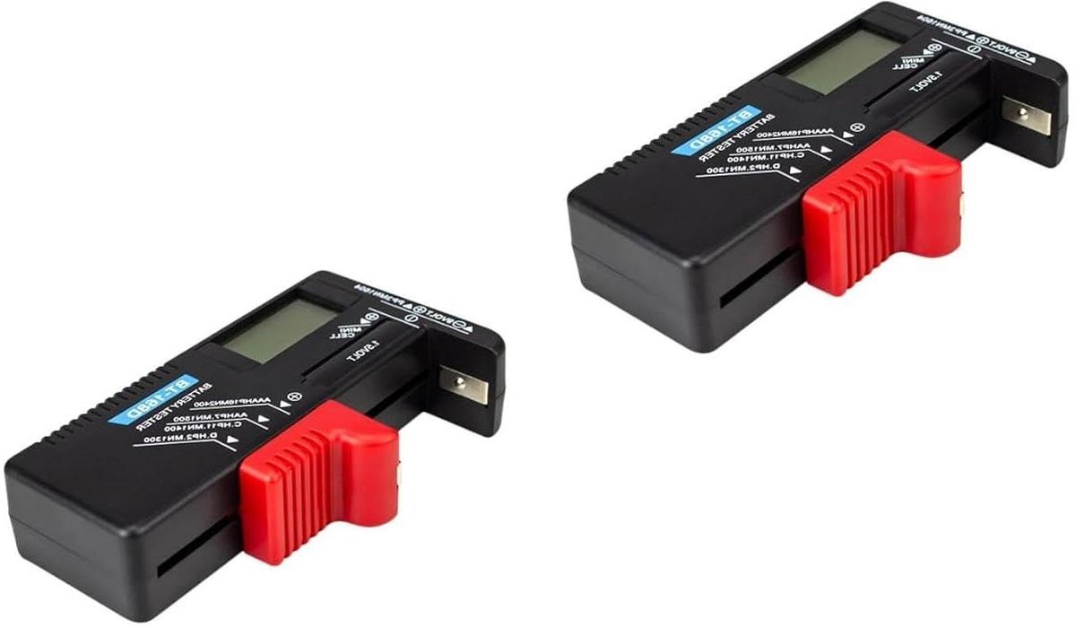 Batterijtester Set - Volt Checker - Batterijen Controleren - Voor 1.5v en 9v - 2 Stuks - Zwart