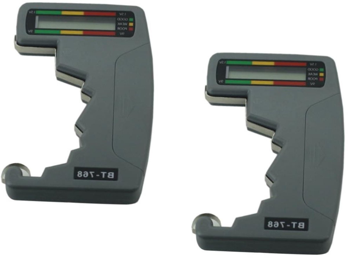 Digitale Batterijtester - Volt Checker - Batterijen Testen - Kleurgecodeerde Meter - 2 Stuks - Grijs