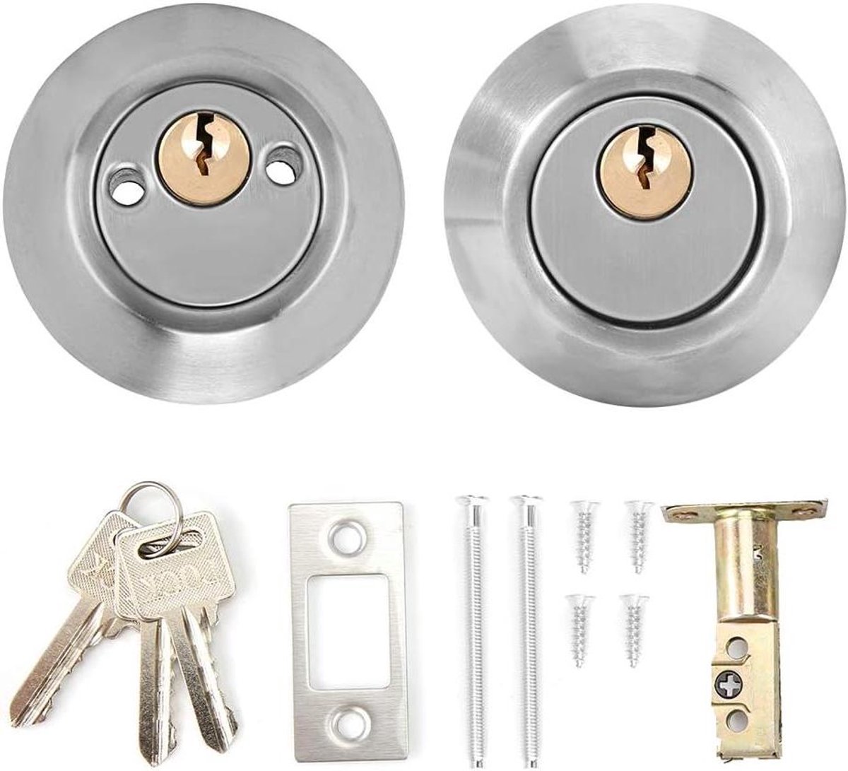 Nachtschootslot Deur - Dubbel Cilinder - Extra Beveiliging - 304 Roestvrij Staal - 35-50 mm Deurdikte - Zilver