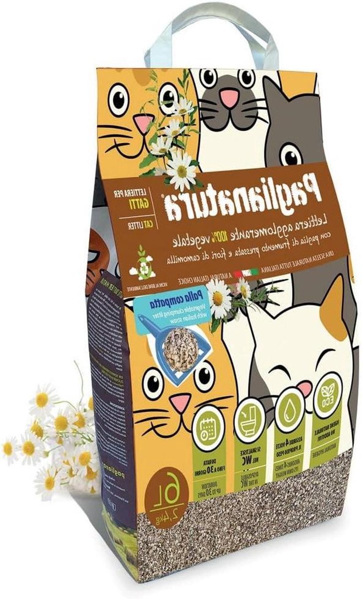 Kattenbakvulling Kamille - Klitkattenbakvulling Natuurlijk - Geur Neutraliseren - Biologisch Afbreekbaar - 2.4 kg - Natuurlijk