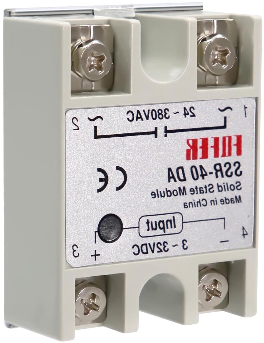 Solid State Relay 40DA - Enkelvoudig Fase SSR, Halve geleider relais met 3-32V DC ingangs- en 24-380V AC uitgang voor betrouwbare schakeling