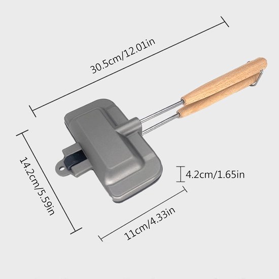 Sandwich Maker - Panini Pers - Ontbijt Maken - Dubbelzijdig Grillen - 305 cm - Zwart — afbeelding 2