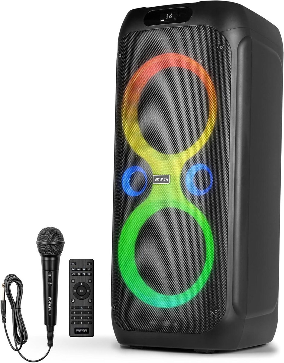Draagbare Party Speaker - Bluetooth Box Muziekbox - Feest Geluid - 240 Watt Vermogen - 2x 8 Inch Woofers - Zwart