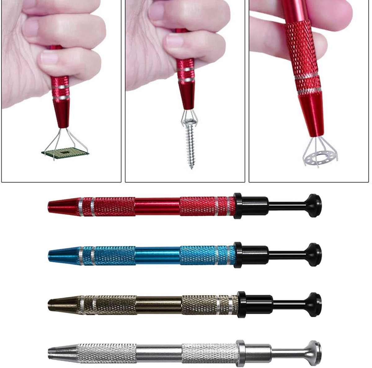 IC Puller - 4 Klauw Picker - Kleine Onderdelen Pakken - Ergonomisch Ontwerp - 12 cm - Rood